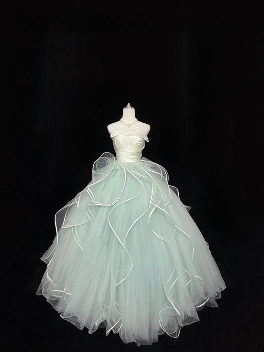 Sweet 16 Dresses Long Ball Gown Sweet Sixteen Long Birthday Dress Strapless Sage Green Formal Gown RC0345