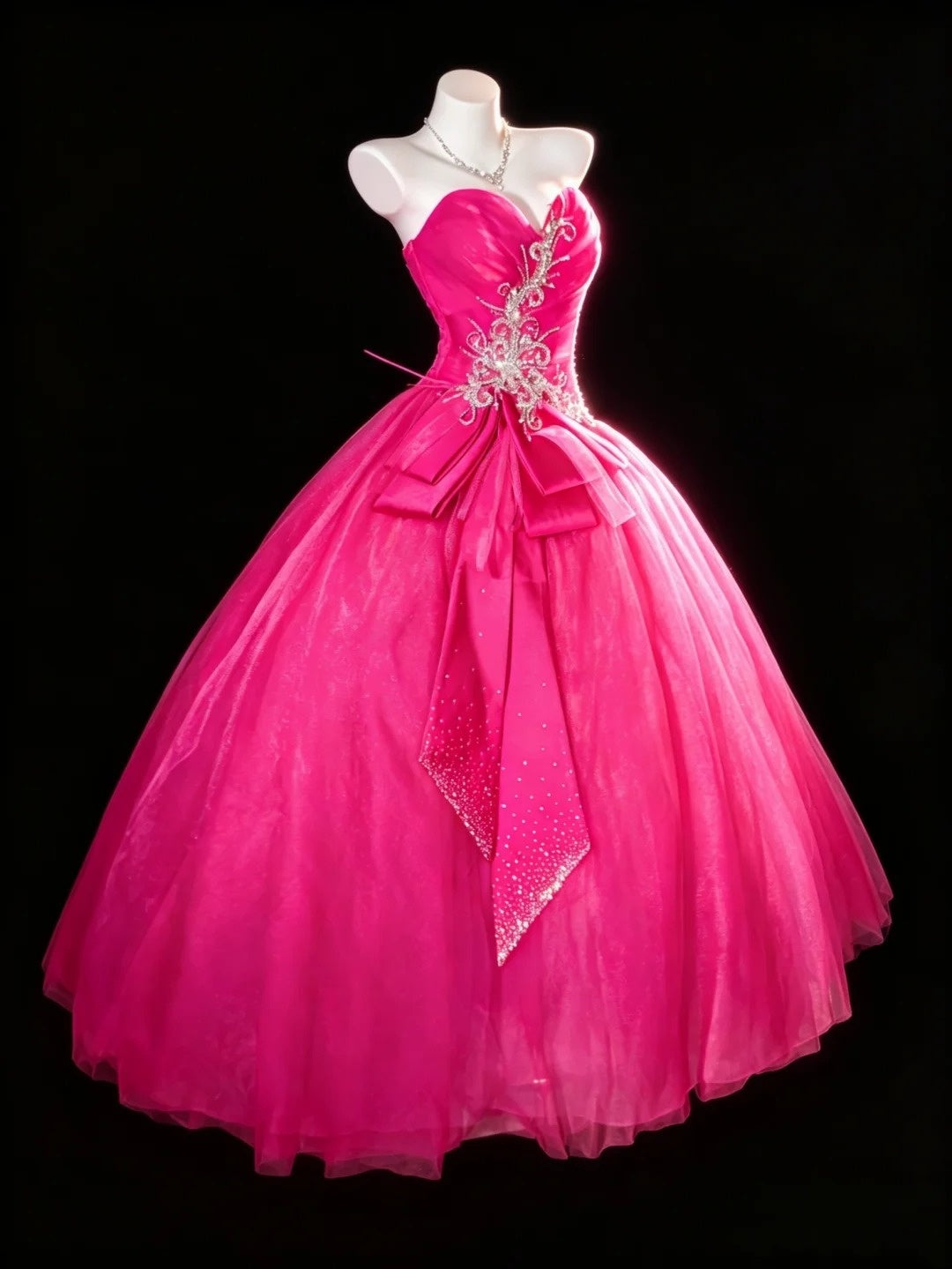Süßes Ballkleid Sweetheart Hot Pink Tüll Quinceanera Kleid Lang Sweet 15 16 Quinceanera Kleider Vestido de princesa RB4470