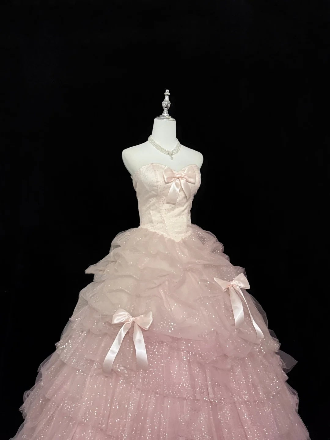 Sweet 16 Kleider langes Ballkleid Sweet Sixteen langes Geburtstagskleid herzförmiger Ausschnitt zartrosa Tüll Abendkleid RC0290