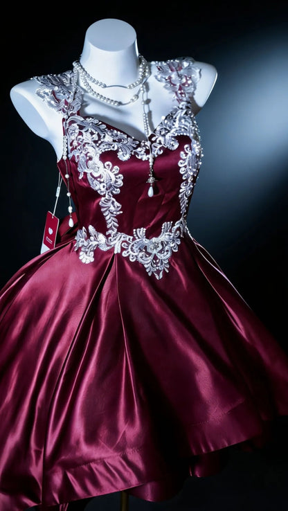Princess Ball Gown Sweetheart High Low Burgundy Short Homecoming Dresses Hoco Gowns N3056