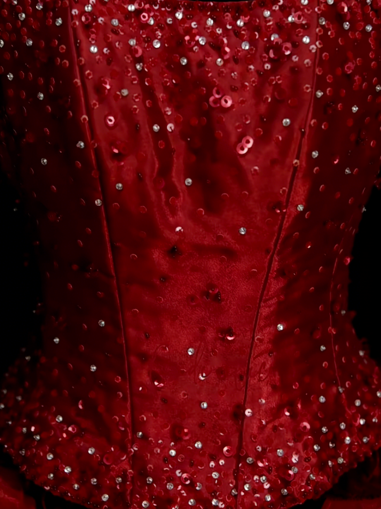 Robe de bal bustier rouge en organza, style années 80, inspiration robes de soirée vintage pour Sweet 16 (N1307)
