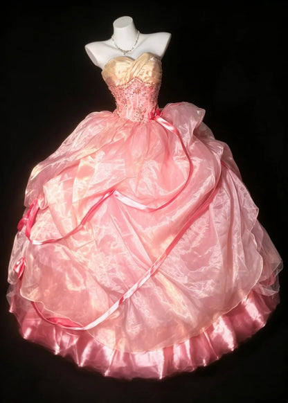 Süßes Ballkleid Sweetheart Blush Pink Organza Quince Kleid Lang Sweet 15 16 Quinceanera Kleider Vestido de princesa RB4471