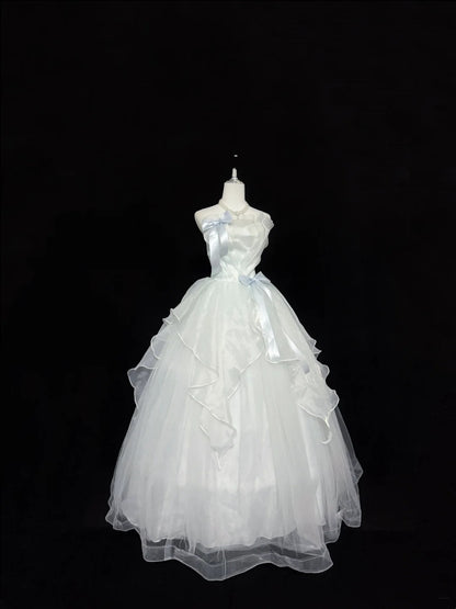 Niedliche Sweet-16-Kleider, langes Ballkleid, trägerlos, Tüll, formelles Sweet-Sixteen-Geburtstagskleid RC0245
