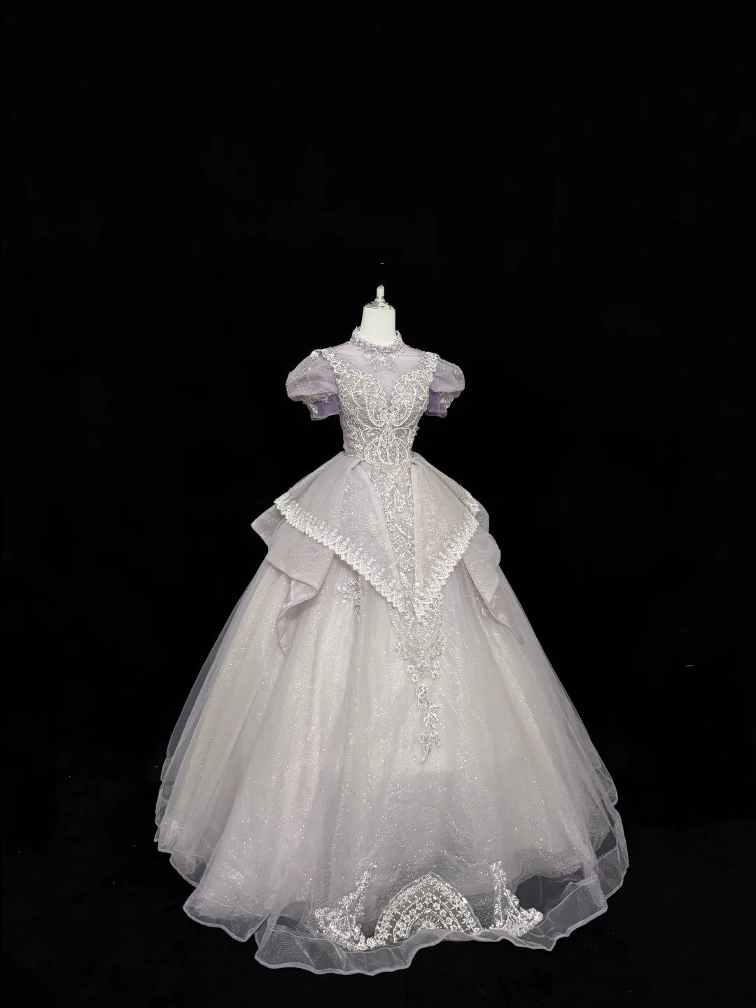 Sweet 16 Dresses Long Ball Gown High Neck Lilac With Sequin Lace Sweet Sixteen Birthday Gown RC0294