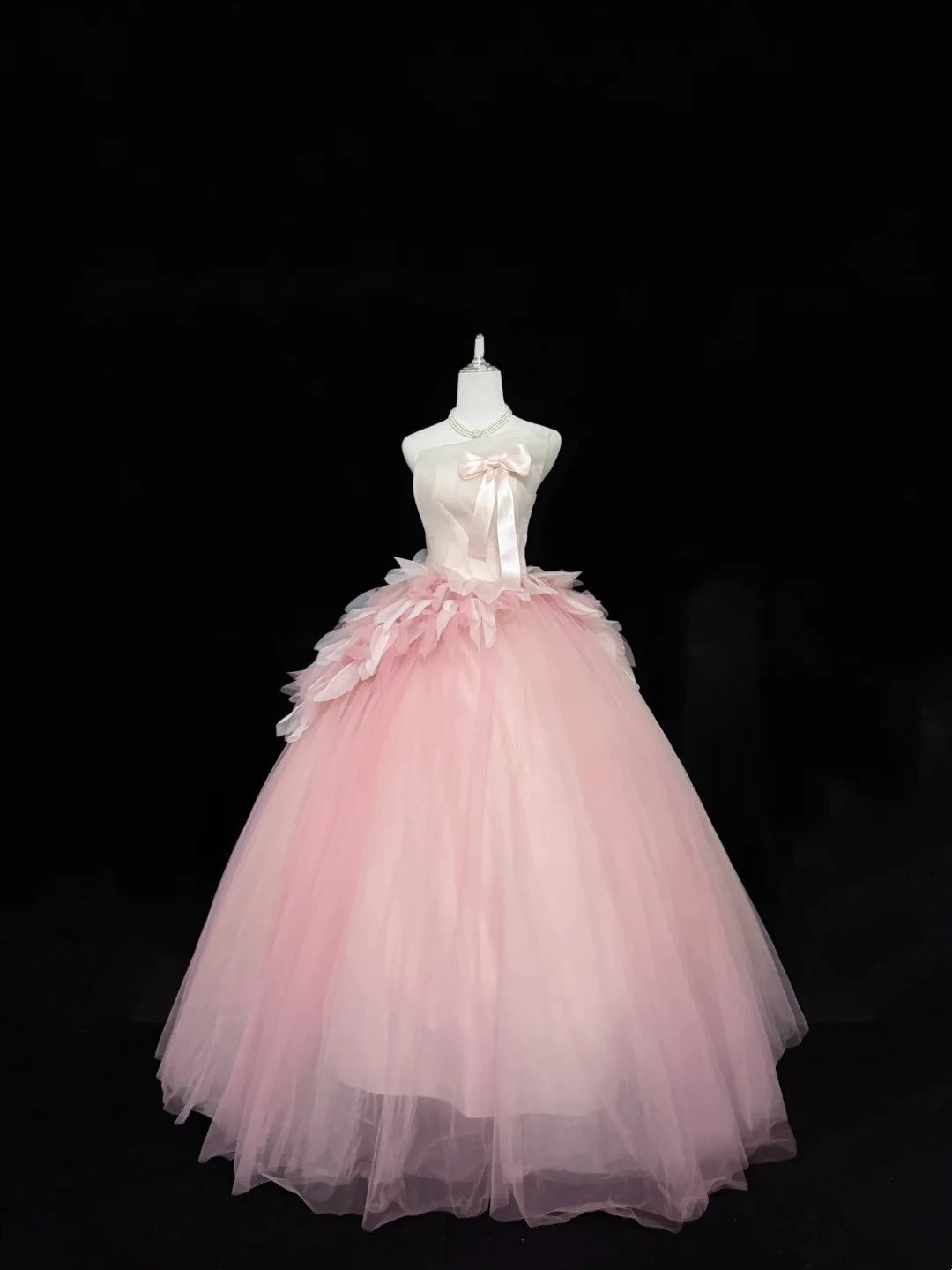 Sweet 16 Dresses Long Ball Gown Sweet Sixteen Long Birthday Dress Strapless Pink Tulle Formal Gown RC0285