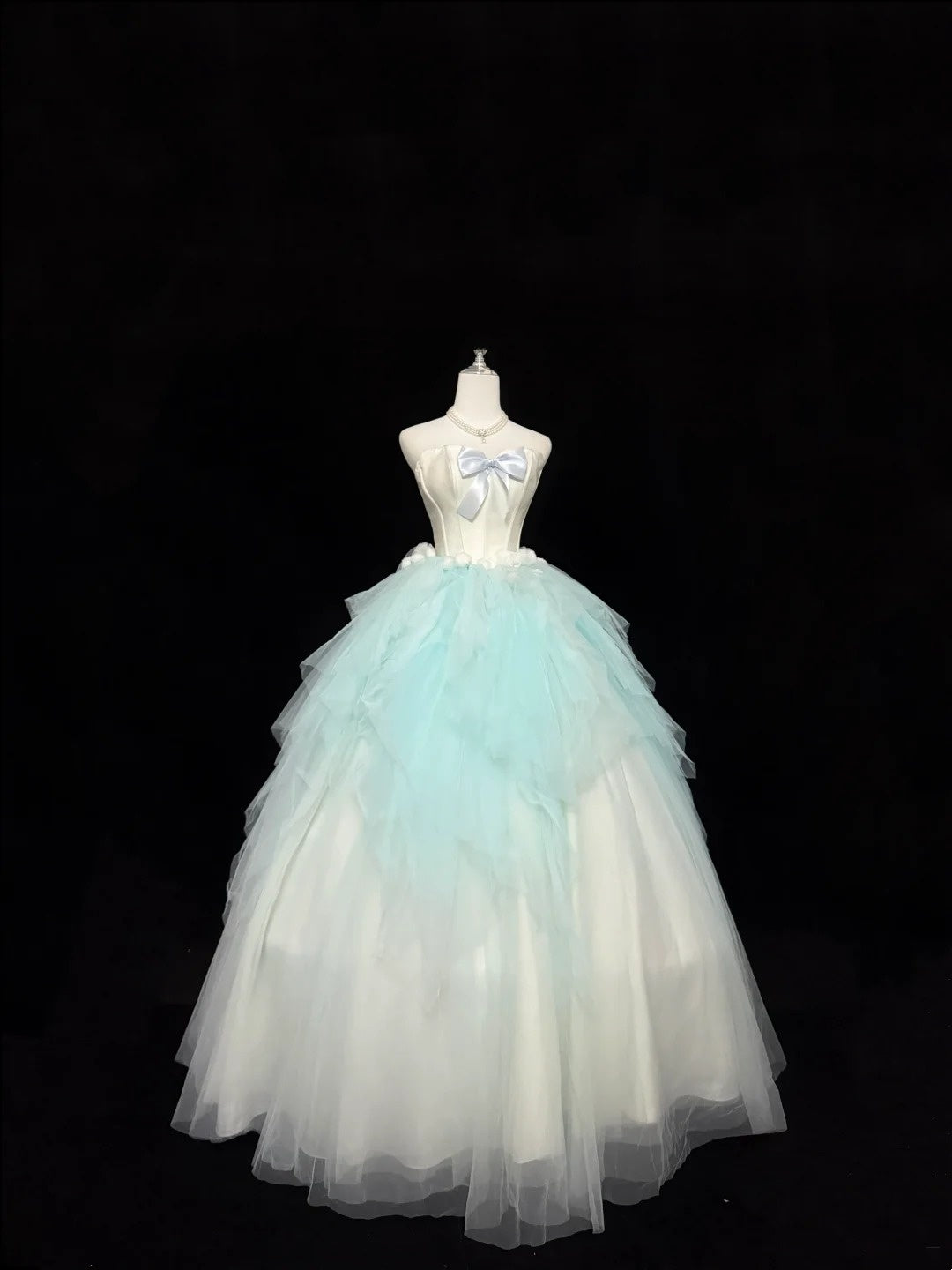 Langes Ballkleid für Sweet 16, langes Geburtstagskleid für den 16. Geburtstag, blaues formelles Tüllkleid mit herzförmigem Ausschnitt RC0304