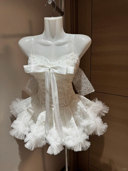 Mignonne robe de bal à fines bretelles en tulle blanc Night In Rio Inspo Idées de robes de bal de promo RB4035