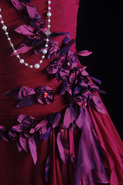 Wunderschöne Abiballkleider A-Linie Trägerlos Hot Pink Chiffon Lange Abendkleider N3436
