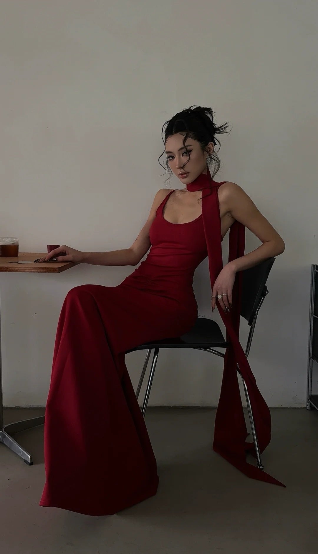 Unique Mermaid Spaghetti Strap Red With Scarf Long Prom Dresses Inspiration 18th Birthday Gowns Formal Evening Dress N465