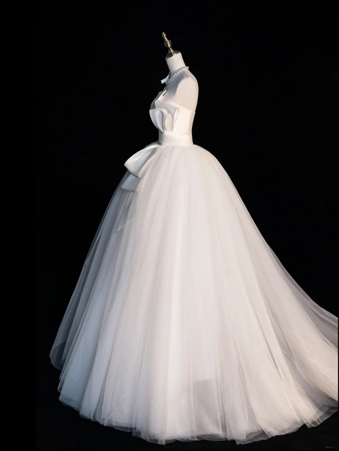 Vintage Style Ball Gown Strapless White Tulle Brides Gown Bridal Dress Style Long Wedding Dresses RB6554
