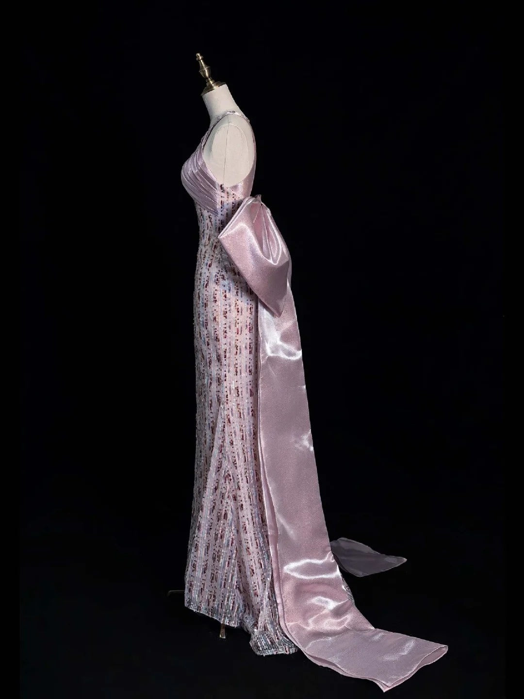 Robe de bal sirène rose à sequins, inspiration robe de soirée, robe de princesse pour remise de diplôme N1077