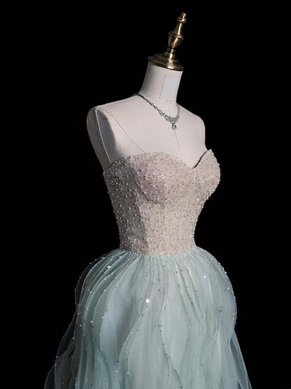 Sparkly A line Sweetheart Mint Green Sequins Long Prom Dress Fashion Aesthetic High School Formal Dresses Party Outfits Prom Gown AB2230