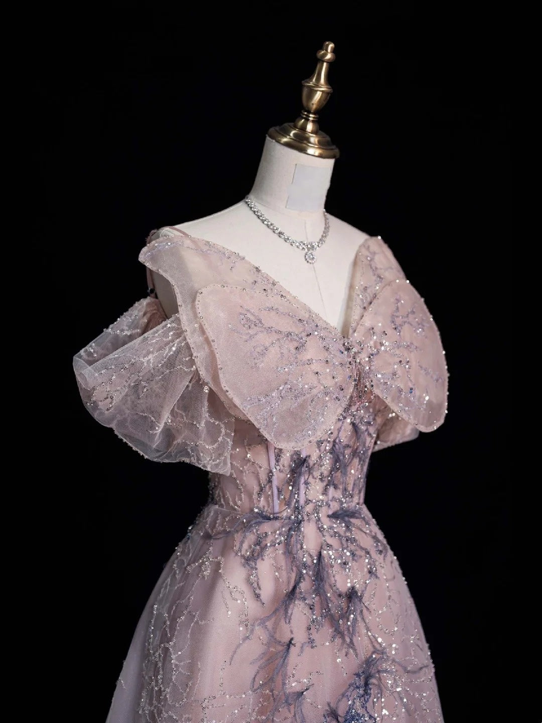 Robe de bal longue à sequins roses, coupe trapèze, décolleté cœur, idéale pour les jeunes filles de 16 ans (N1175)