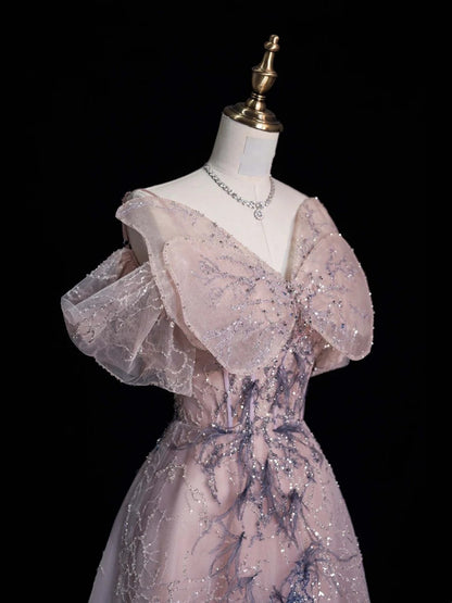 Robe de bal longue à sequins roses, coupe trapèze, décolleté cœur, idéale pour les jeunes filles de 16 ans (N1175)
