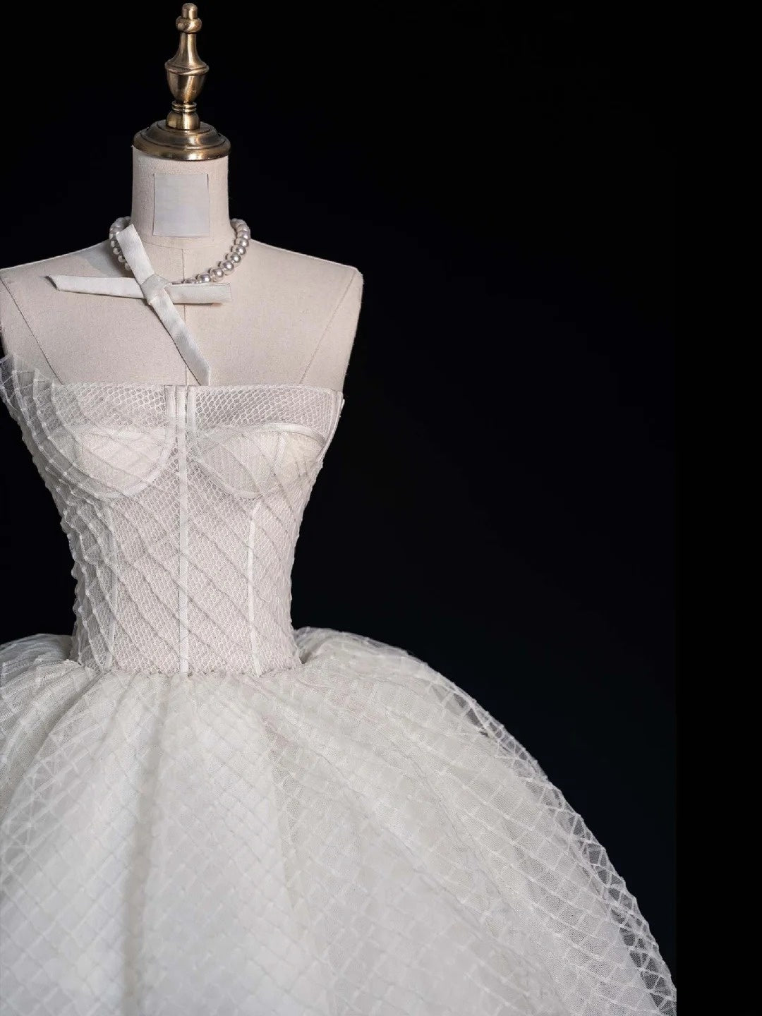 Robes de bal élégantes, bustier asymétrique, en tulle blanc, robe de fin d'études, tenue pour un 20e anniversaire N507