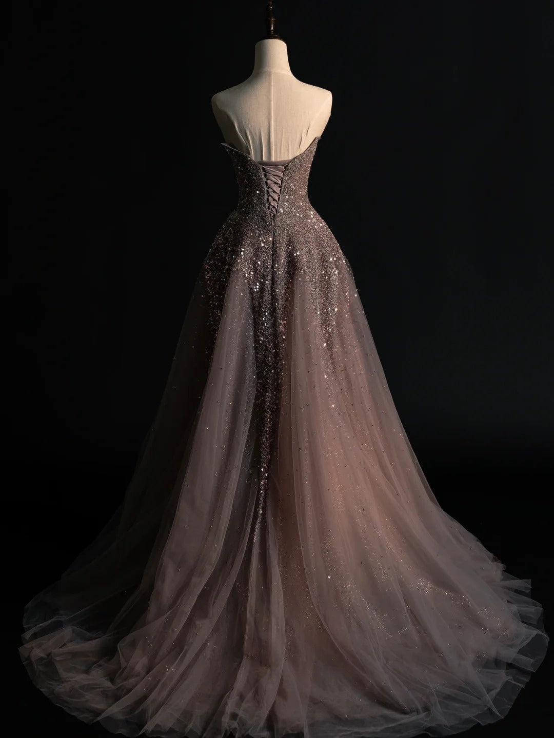 Robe de bal modeste en tulle Sweethart ornée de perles, tenue de soirée pour l'université, inspiration pour le bal de fin d'année, robe de remise de diplôme N1231