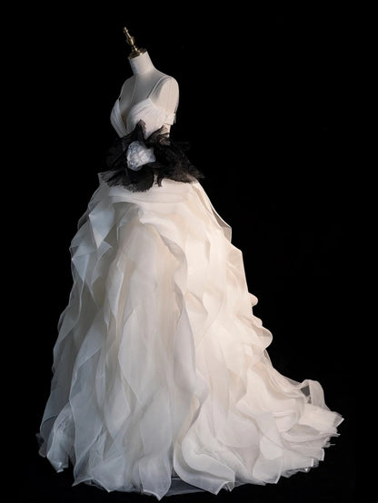 Robe de bal longue blanche en tulle à fines bretelles - Inspiration robes de soirée - Robe de cérémonie N1222