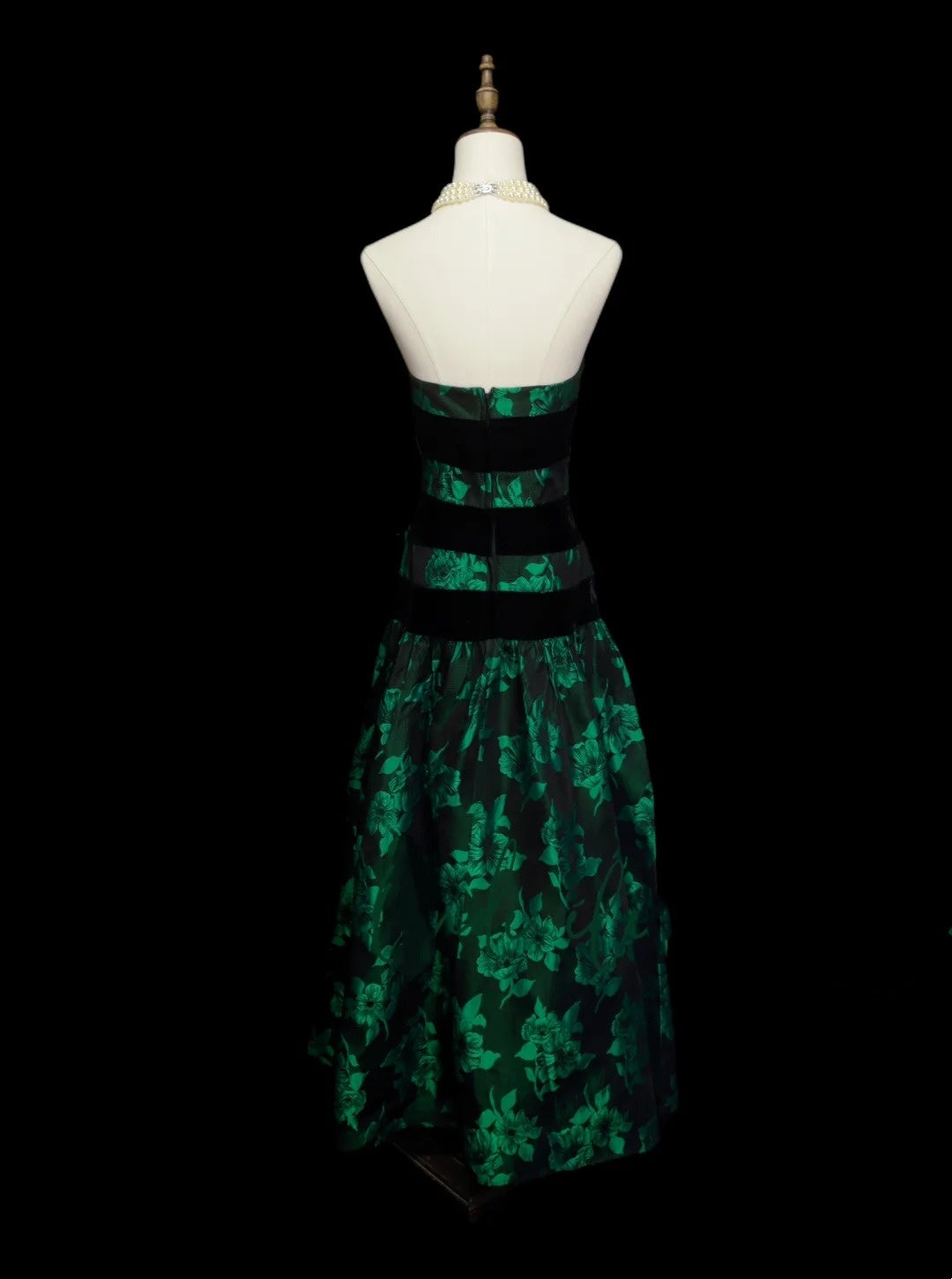Unique A Line Strapless Dark Green Floral Satin Y2K Inspo 2000s Hoco Gowns Inspo Homecoming Dresses N1383