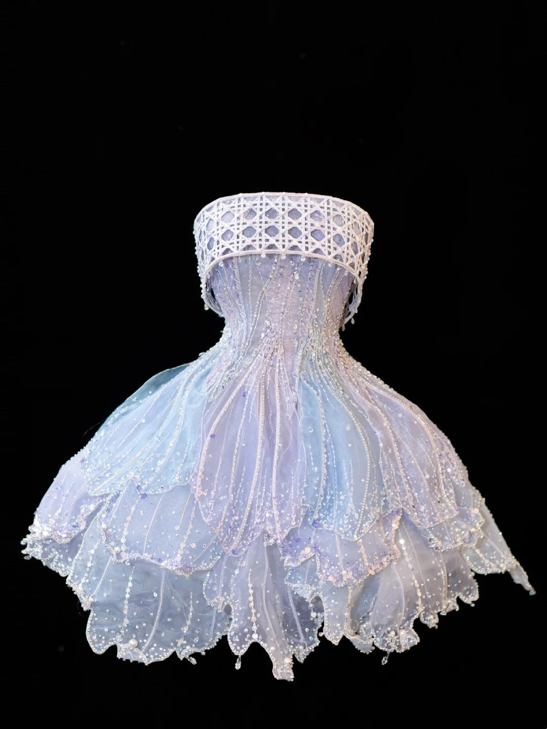 Robe de bal de princesse bustier bleu glacier à paillettes, courte mini robe de rentrée, robes de bal de promo N2841