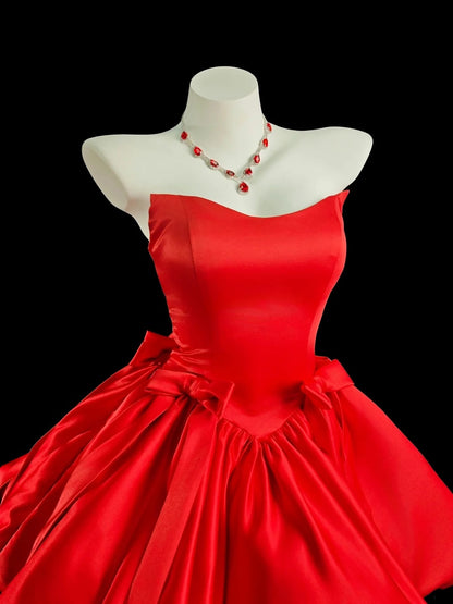 Hübsches Ballkleid, Neckholder, Rot, mit Schleife, Senior-Inspo, Abschlussball, High School, Homecoming-Kleider N4515