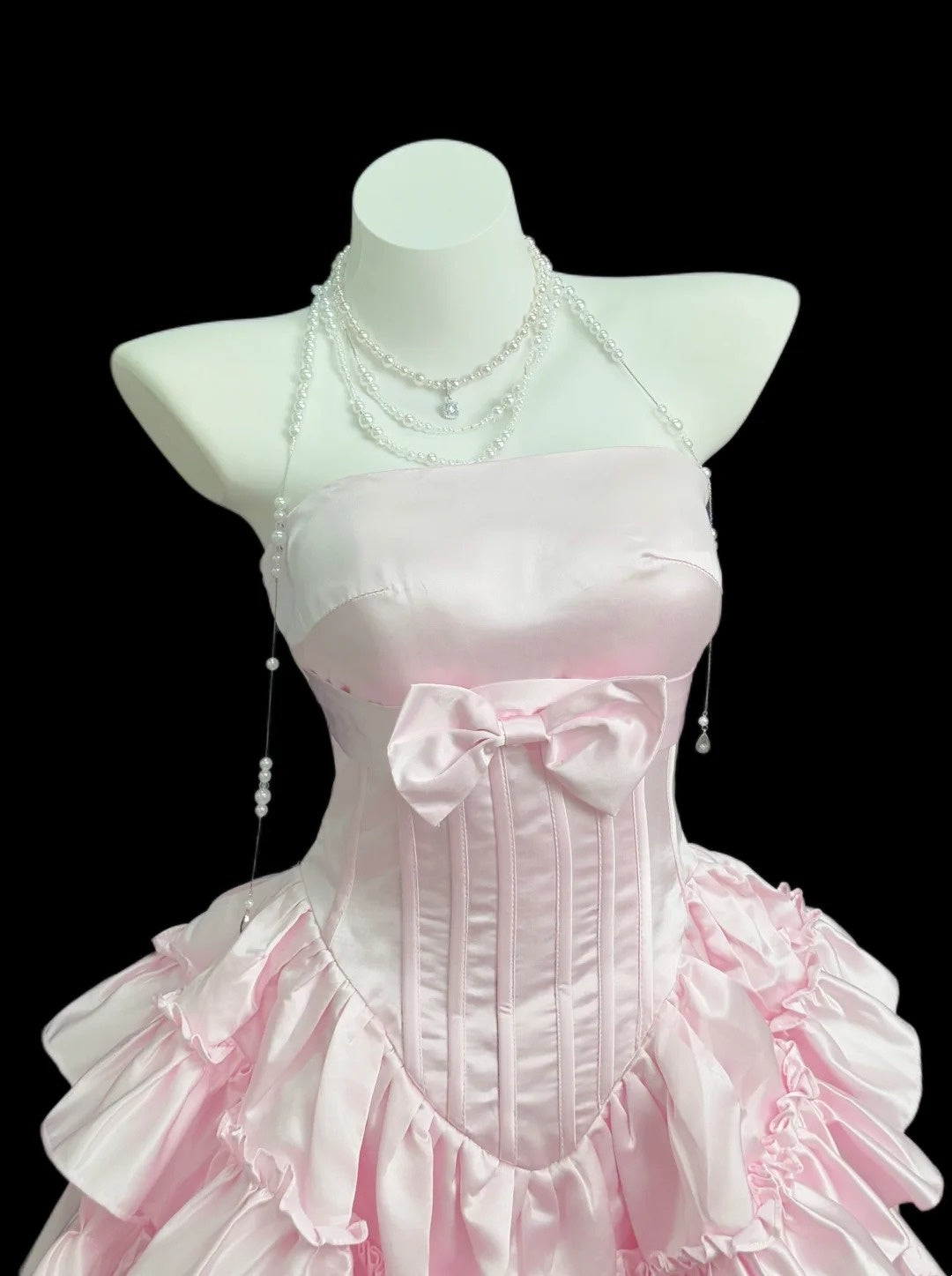 Pretty Ball Gown Strapless Pink Satin With Ruffled Short Cocktail Gown Homecoming Dresses Ideas Hoco Outfit RB5450