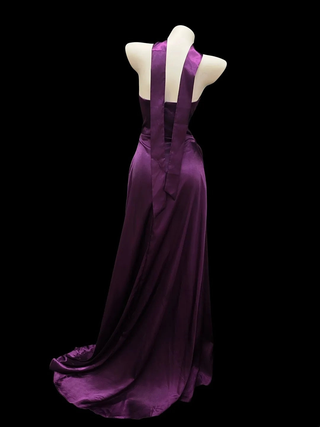 Chic Mermaid Strapless Purple Satin With Ruffled Date Floor Length Night Evening Outfit Formal Prom Dresses RB5438