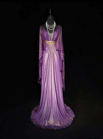 Purple Prom Dress Inspo Mermaid Spaghetti Straps With Cape Birthday Outfits Formal Party Gown RC0105