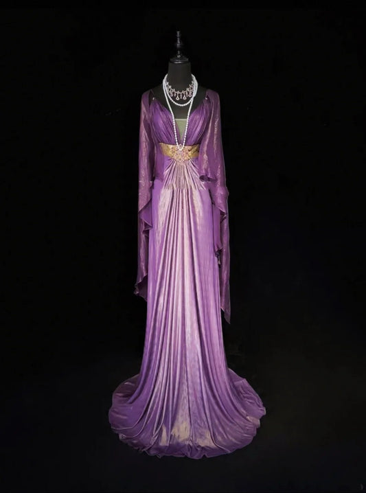 Purple Prom Dress Inspo Mermaid Spaghetti Straps With Cape Birthday Outfits Formal Party Gown RC0105