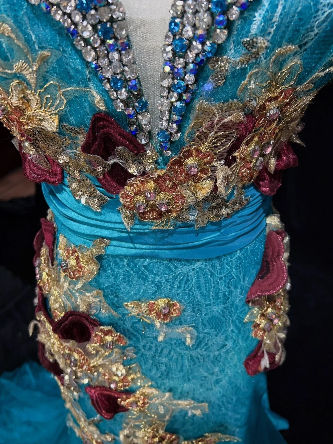 Inspiration Robes de bal vintage Sirène Cœur Bleu Tulle Dentelle Années 80 avec Appliques Robes de soirée N3365
