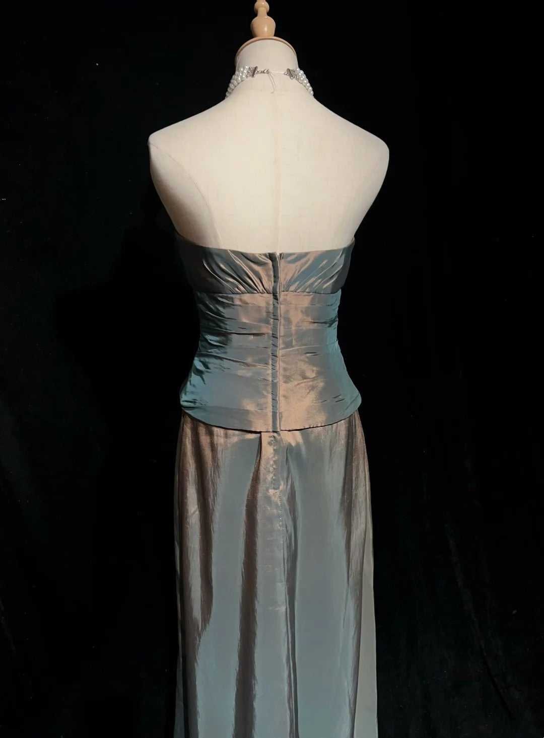Vintage Abschlussballkleider A-Linie Trägerlos Ärmellos 1990er Jahre Langes Formelles Abendkleid N2633