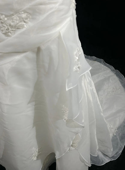 Wedding Dress Timeless Mermaid Spaghetti Straps White With Ruffled Floor Length Bridal Gown RC1151