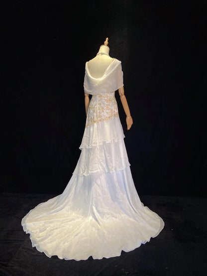 Belles robes de bal sirène à bretelles spaghetti en dentelle dorée avec manches longues robes de soirée formelles N3659