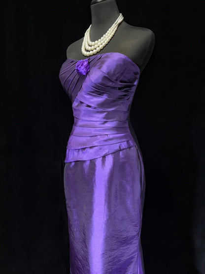 Robes de bal intemporelles sirène col cœur couleur raisin avec fleurs longues tenues de soirée N3295