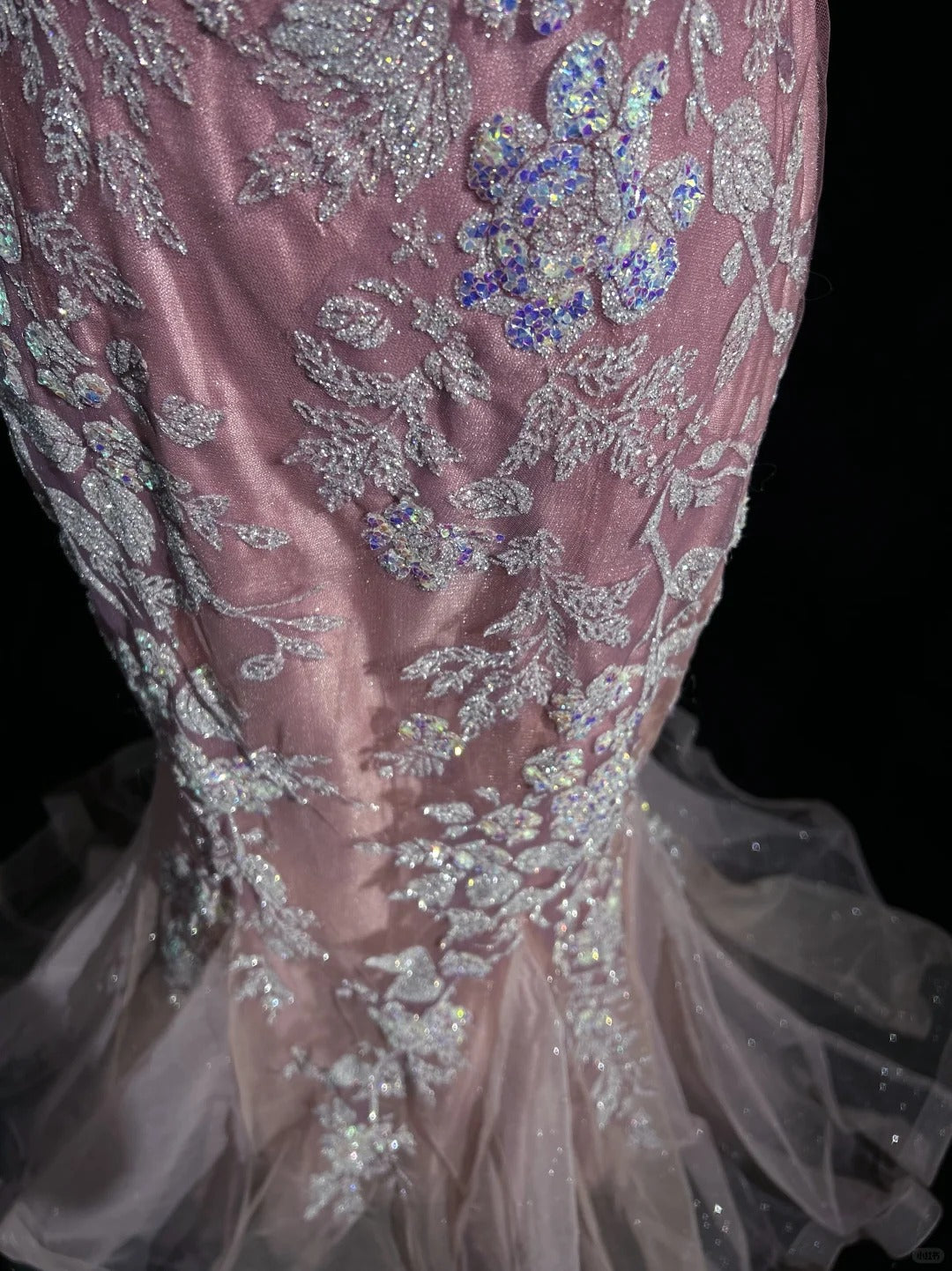 Robes de bal sirène modestes, bretelles spaghetti, dentelle rose, manches courtes, longues tenues de soirée formelles N3627