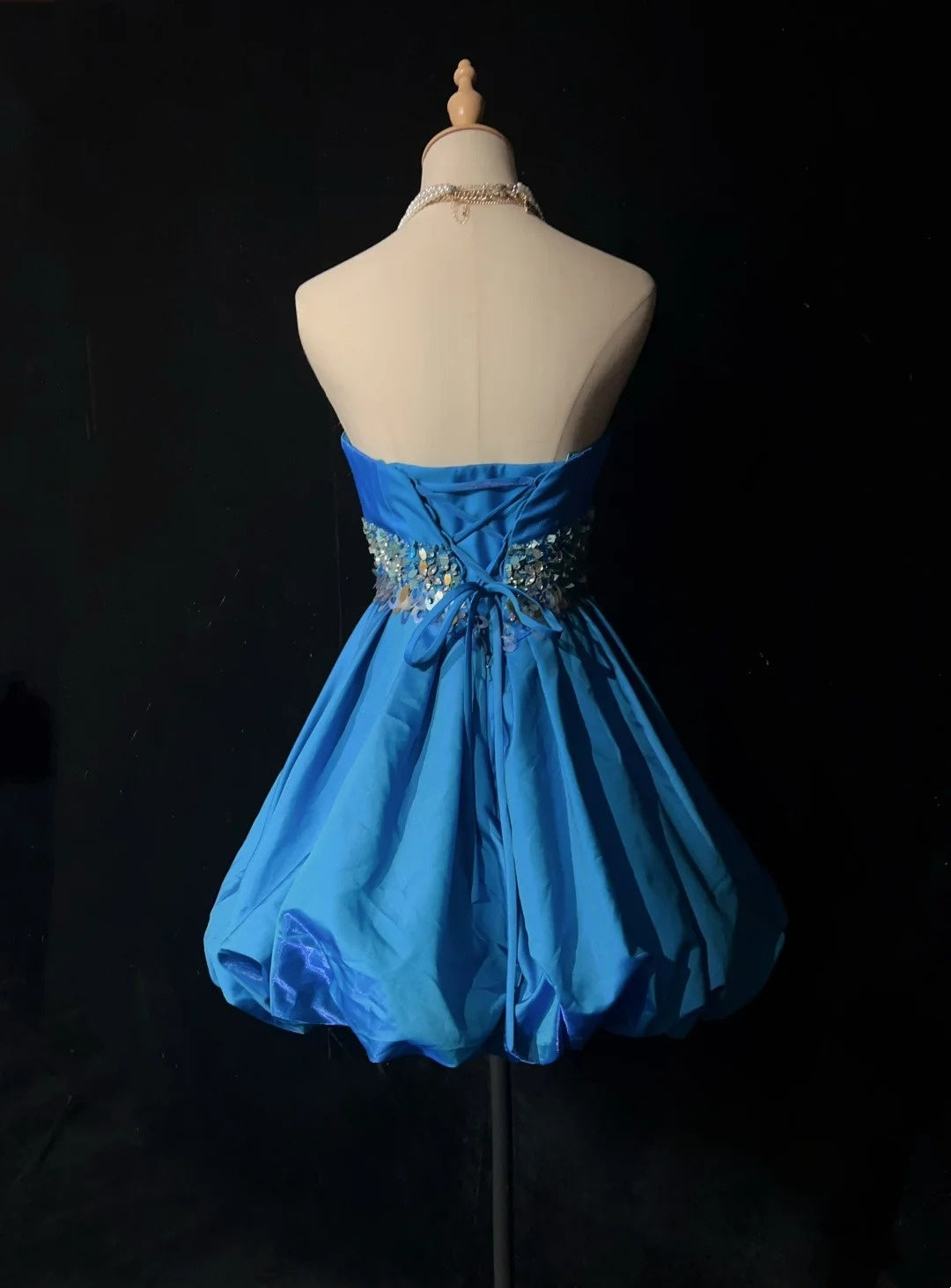 Prinzessin Ballkleid Trägerlos Blau Taft Kurz Mini Homecoming Kleider Hoco Kleider N2907