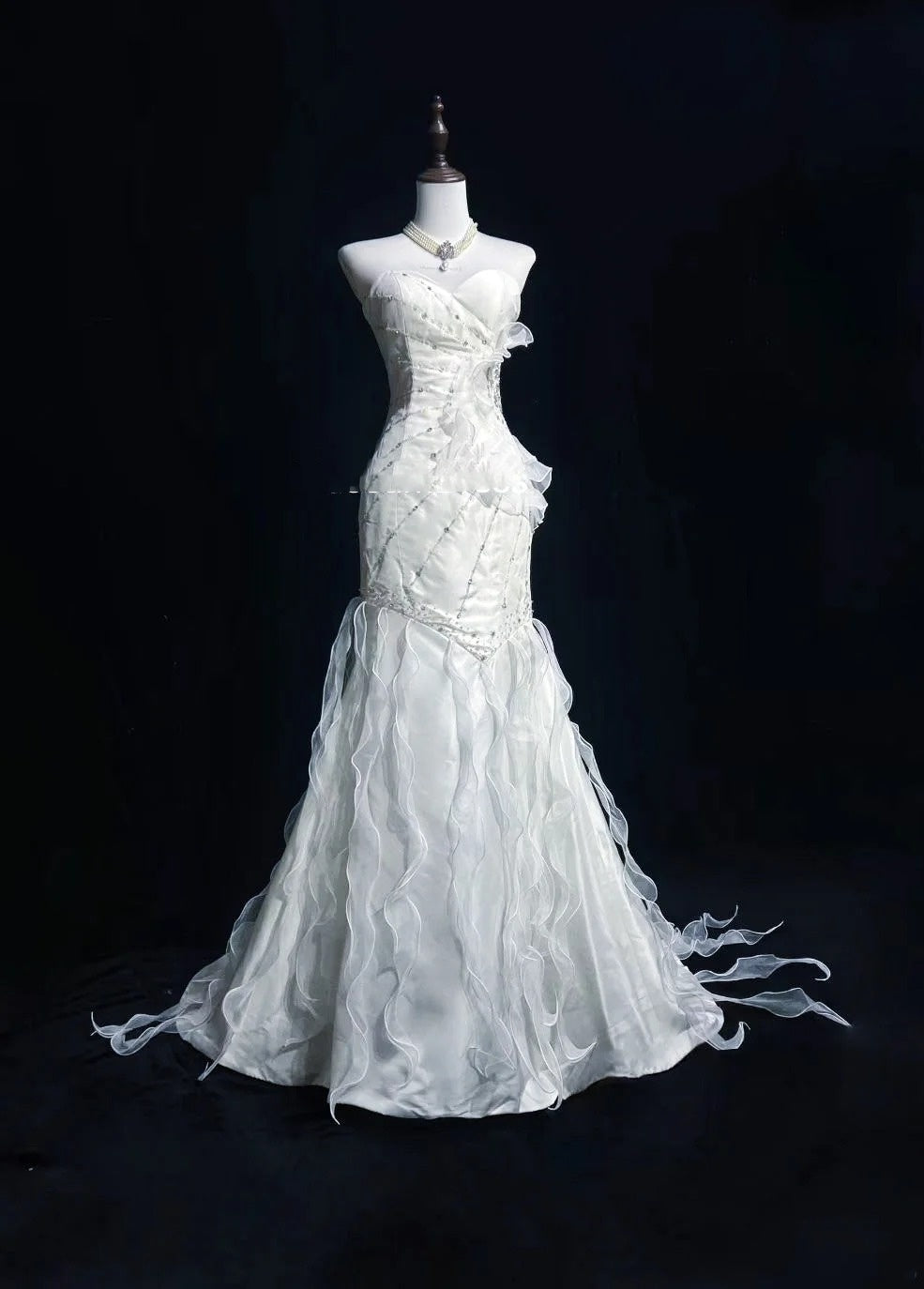 White Prom Dress Inspo Mermaid Sweetheart Beading Long Birthday Outfits Formal Party Gown RC0102