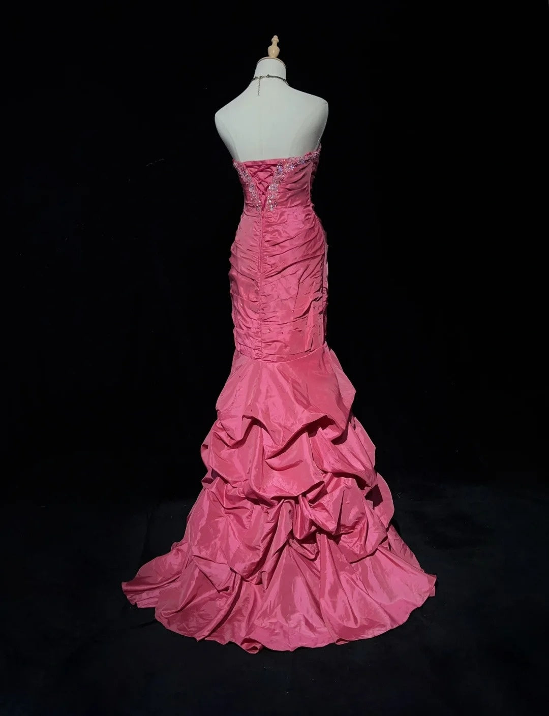 Vintage Ballkleider Meerjungfrau Sweetheart Rosa Satin Mit Stufenrock 90er Langes Abendkleid N2916
