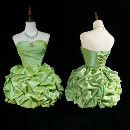 Hübsches Ballkleid Sweetheart Grün Organza Kurze Mini-Heimkehrkleider Hoco Kleider N2660