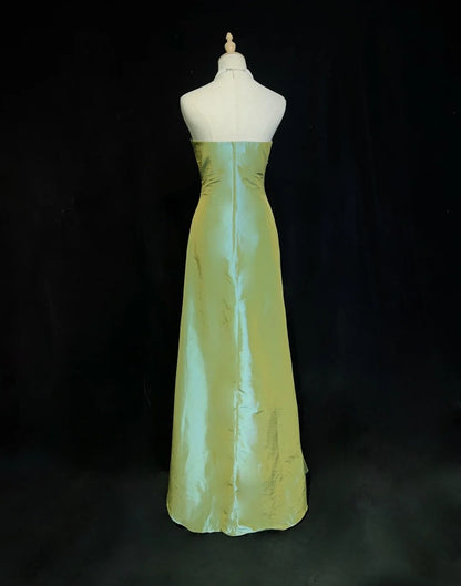 Glamorous Prom Dresses Mermaid Sweetheart Sage Green Satin With Beaded Appliqued Formal Dress N2877