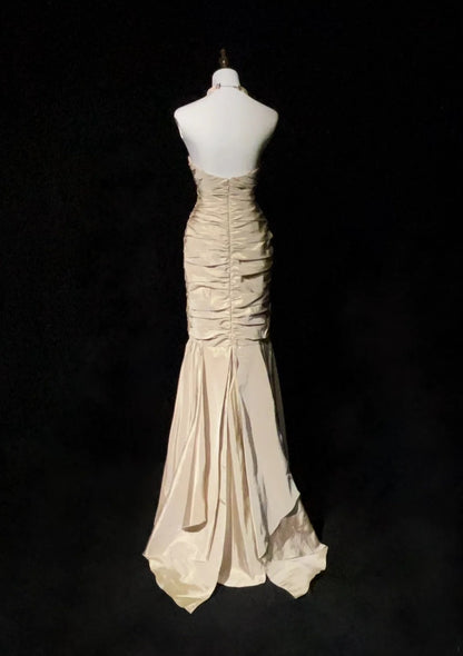 Vintage Abschlussballkleider 2000er Meerjungfrau Sweetheart Champagner mit Perlenbesatz Langes Ballkleid N3023