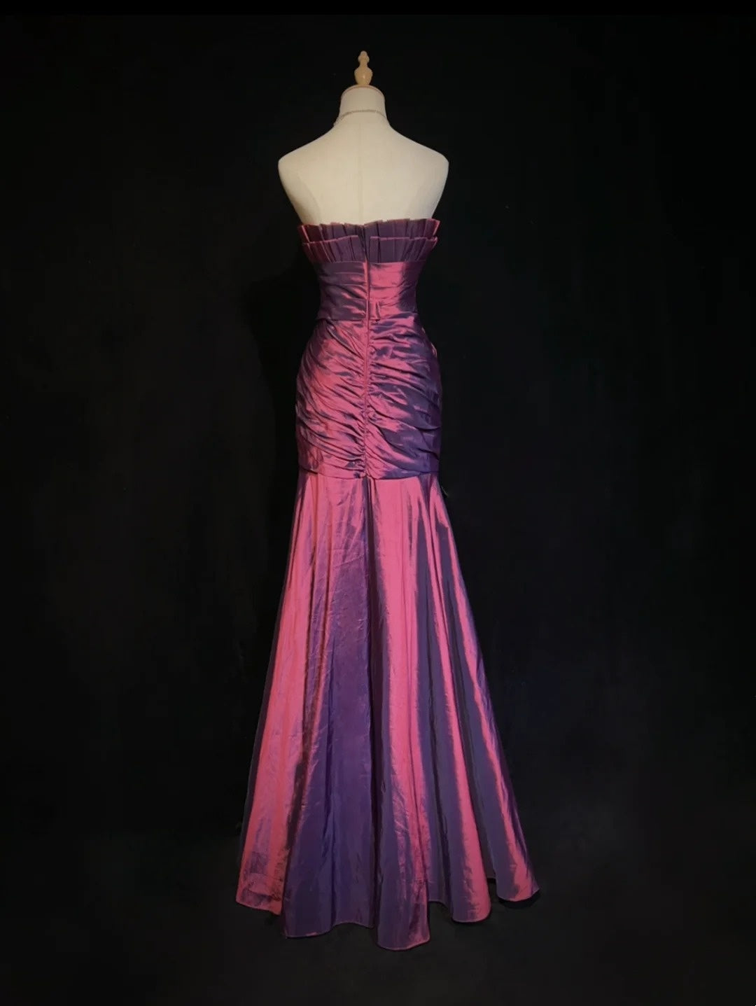 Robes de bal vintage sirène bustier en satin violet années 90 avec volants longue robe de soirée N2513