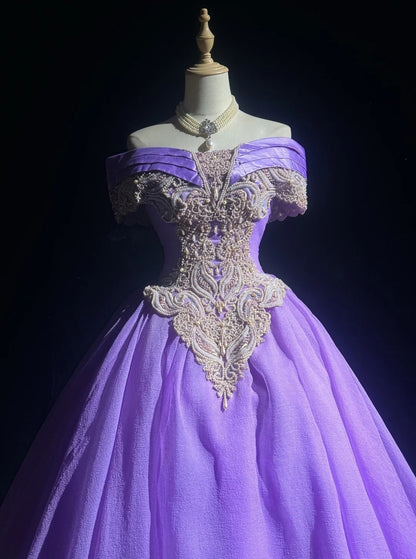 Robes de bal de princesse à épaules dénudées avec perles, tenue de soirée formelle N3885