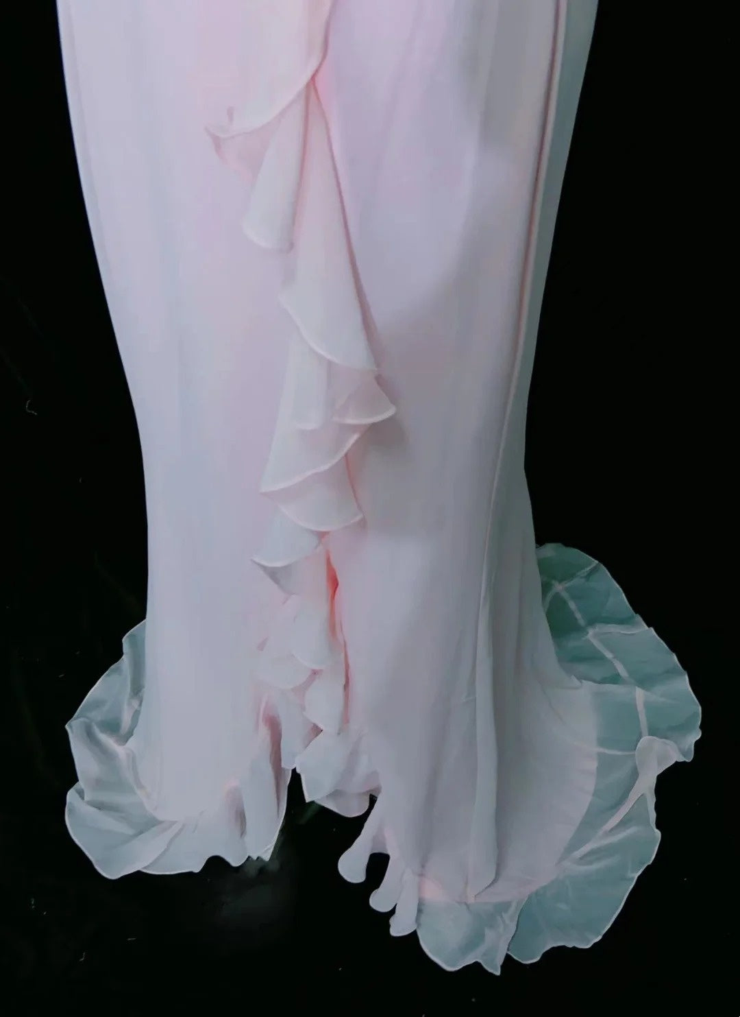 Vintage Abschlussballkleider 80er Meerjungfrau One Shoulder Pink Chiffon Ärmellos Mit Perlen Semi-Formale Abendoutfits N3620