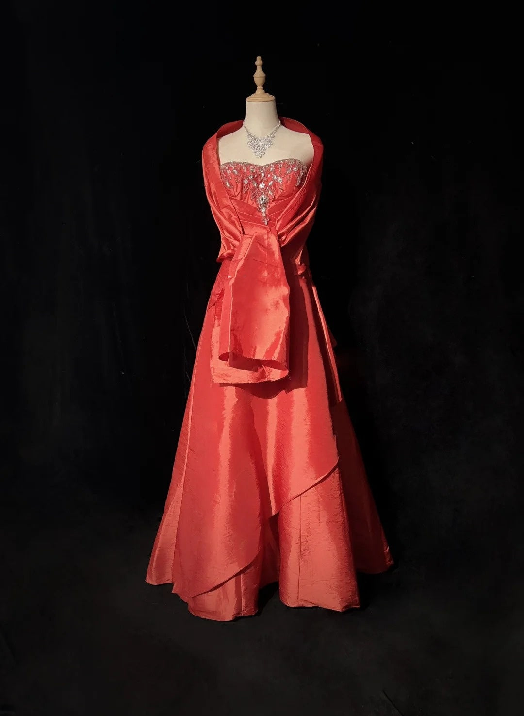 Glamour Ballkleid Abendkleid Sweetheart Rostrot mit Perlen Abendgarderobe N3818