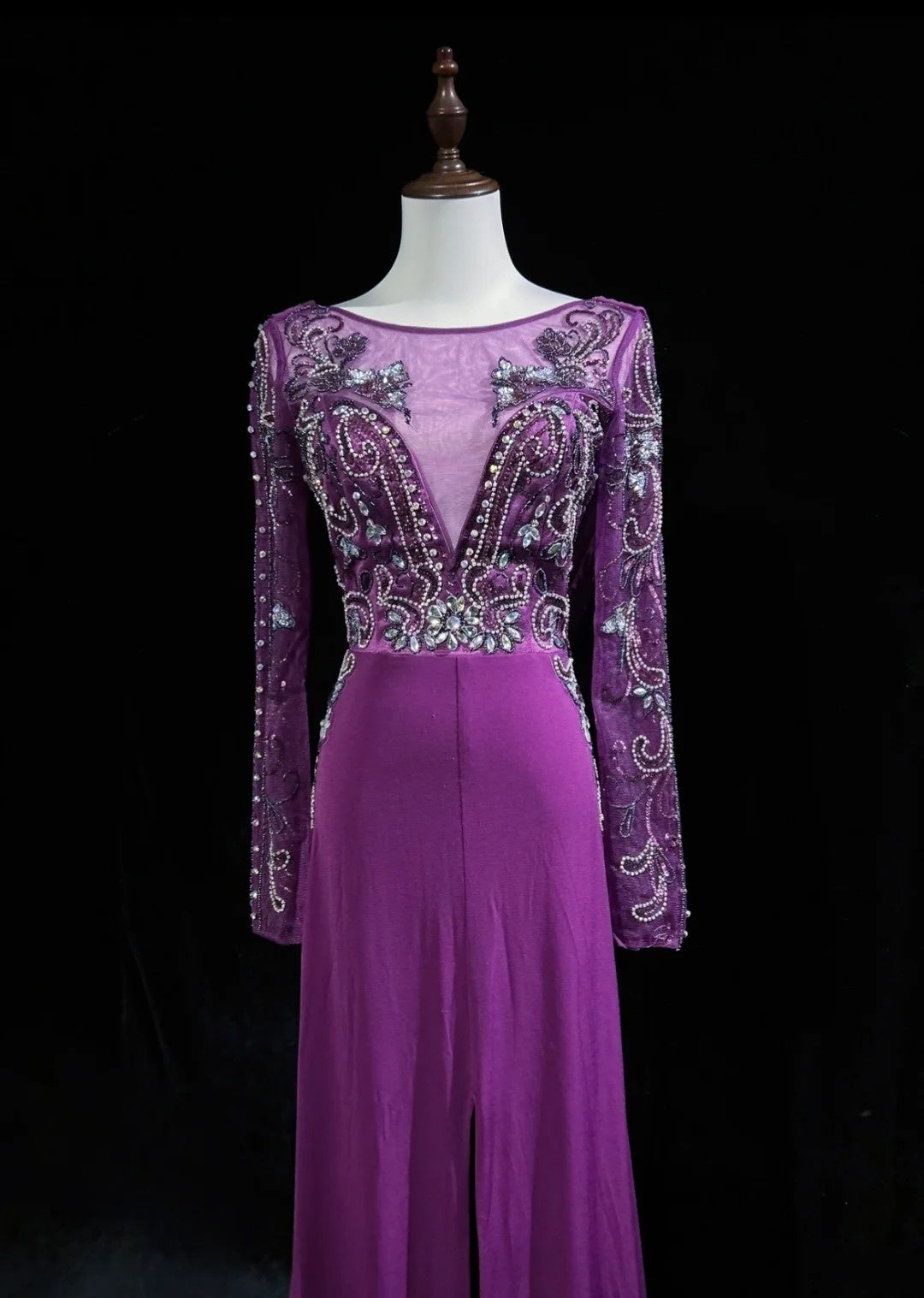 Vintage Abschlussballkleider A-Linie Lila Chiffon 90er Jahre mit Perlen Lang Festliches Partykleid N2514