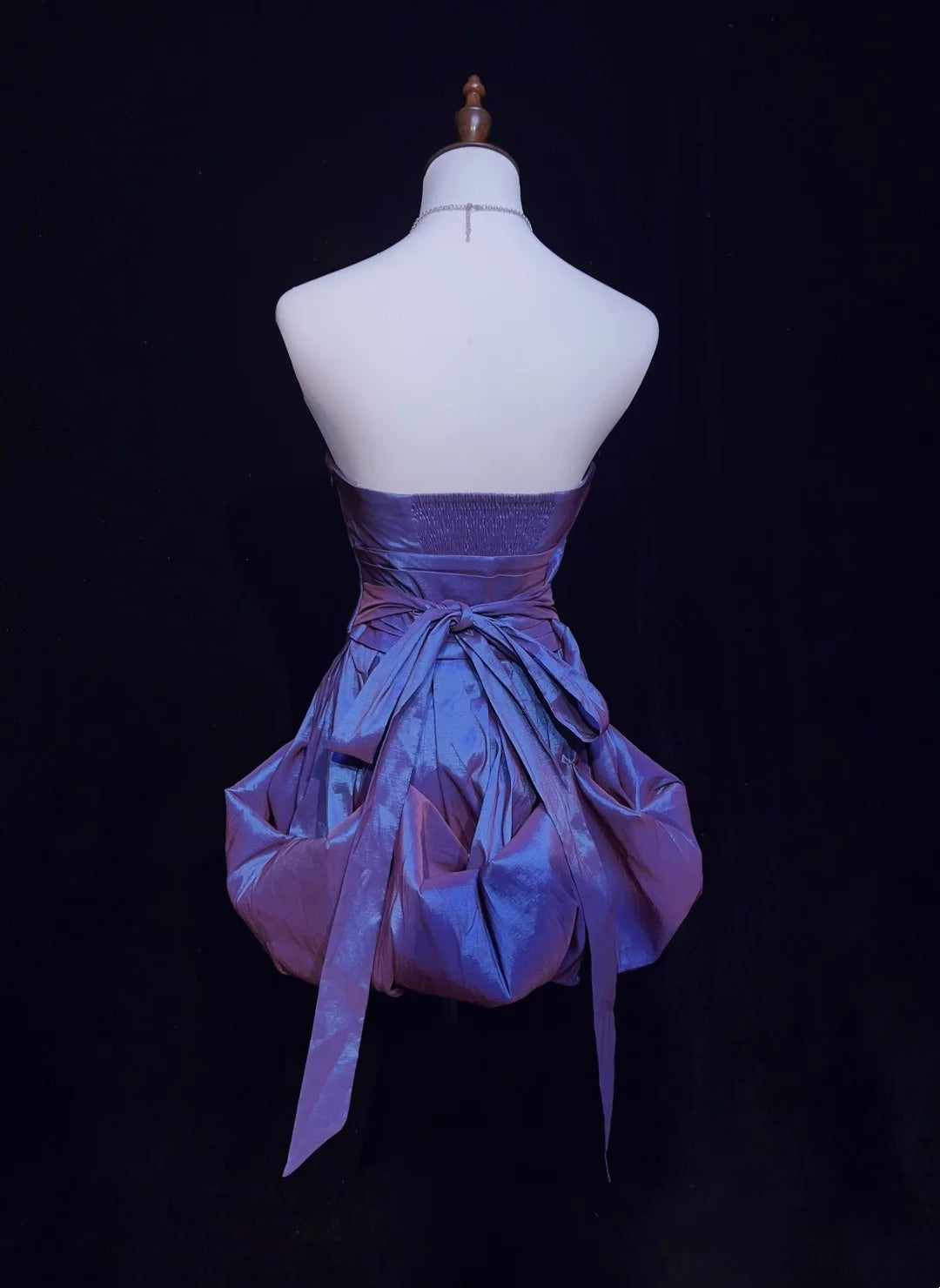 Vintage Ball Gown Strapless Purple Taffeta Short Party Dress Cocktail Gown Homecoming Dresses N3891