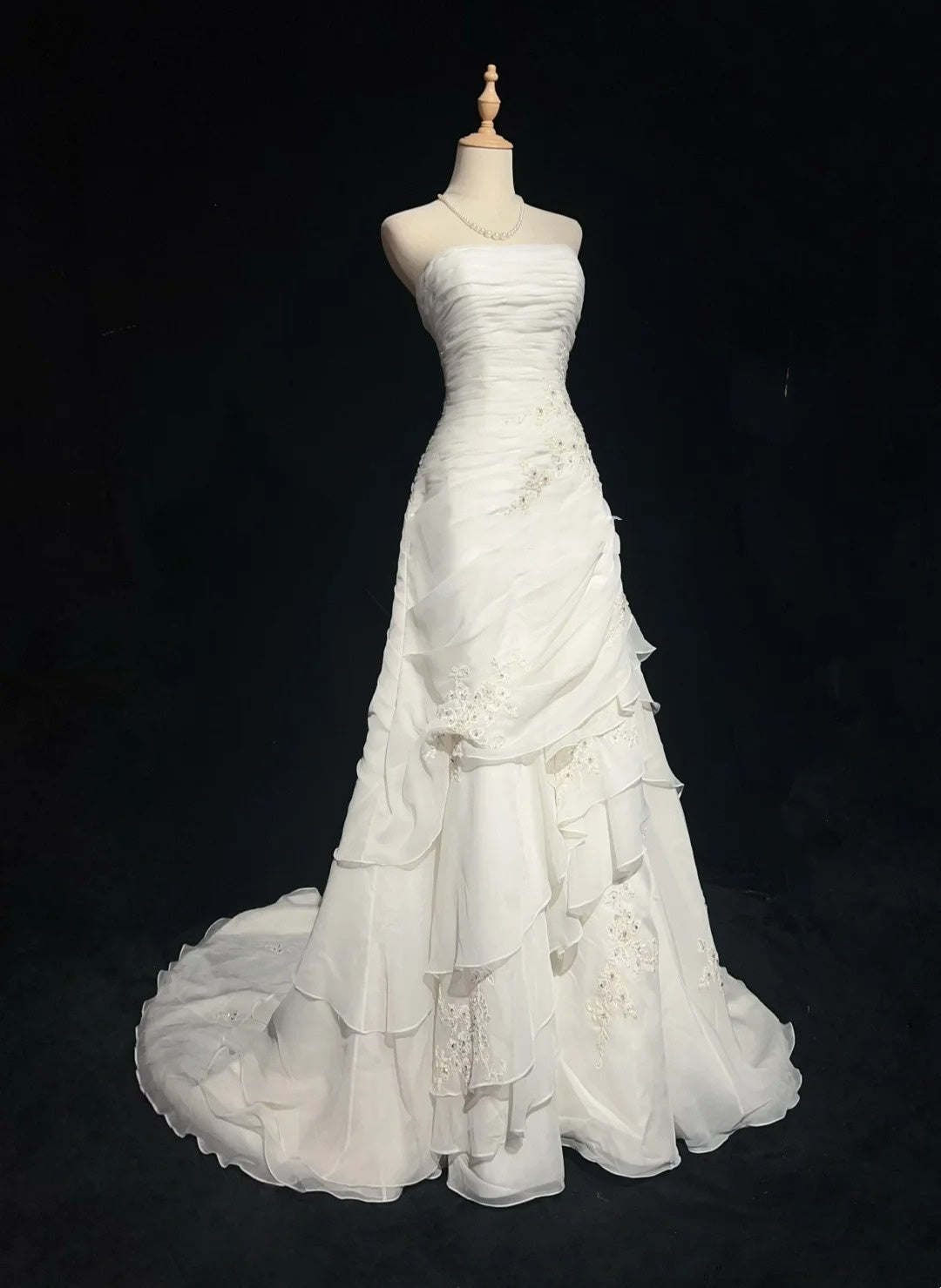 Timeless Wedding Dresses A Line Strapless White Chiffon With Ruffled Long Bridal Gown N3008