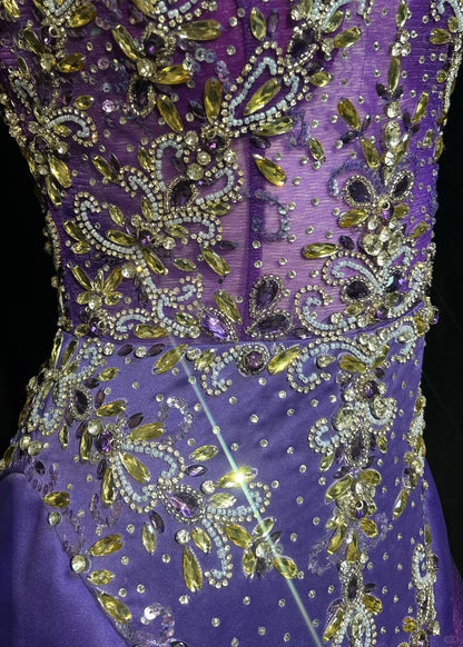 Sirène Vintage Col Bateau Violet Avec Perles Tulle Robes De Bal Longues Inspirations Tenues De Soirée RB4343