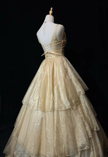 Robes de bal vintage esthétiques, robes de soirée rétro des années 80, robes de soirée longues à sequins couleur champagne, tenues de soirée N2326