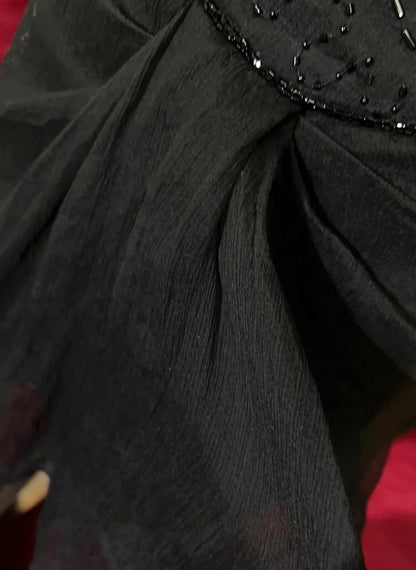 Süßes schwarzes Chiffon-Partykleid mit A-Linie, Spaghettiträgern, kurz, Mini-Cocktailkleid, Abschlusskleid N3846